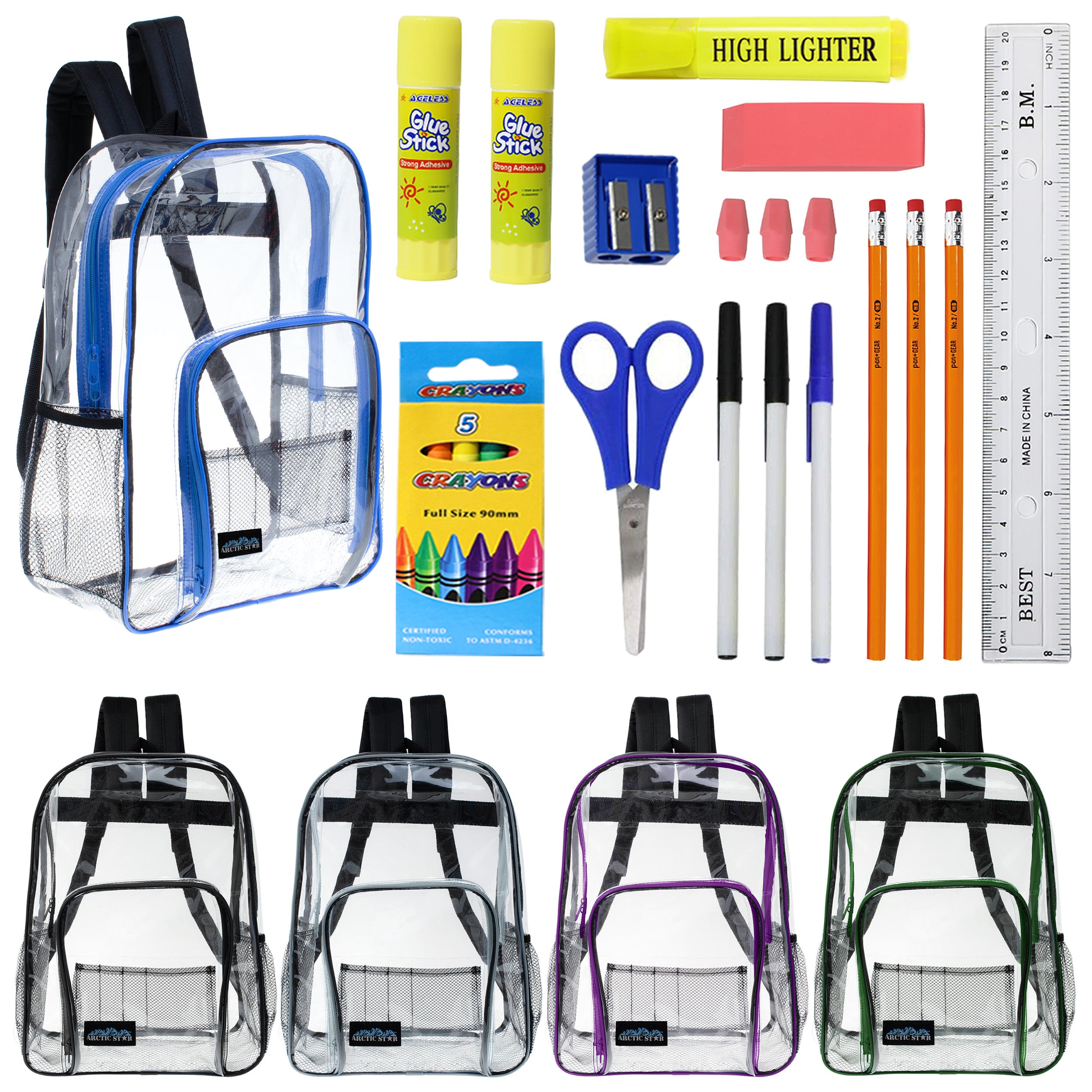 Colorful clear backpacks best sale