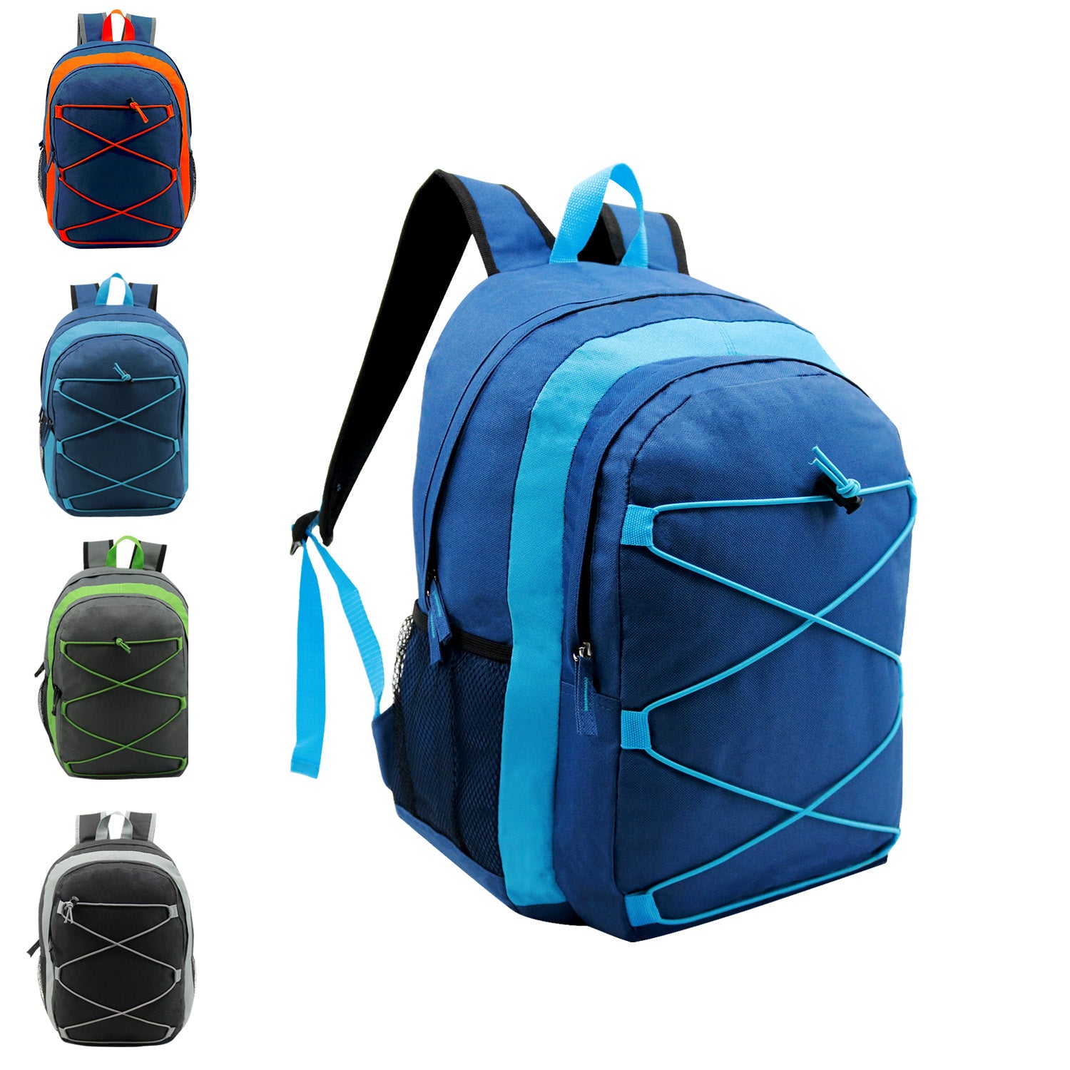 Wholesale 17 Inch Deluxe Backpack in 6 Assorted Colors - Case of 24