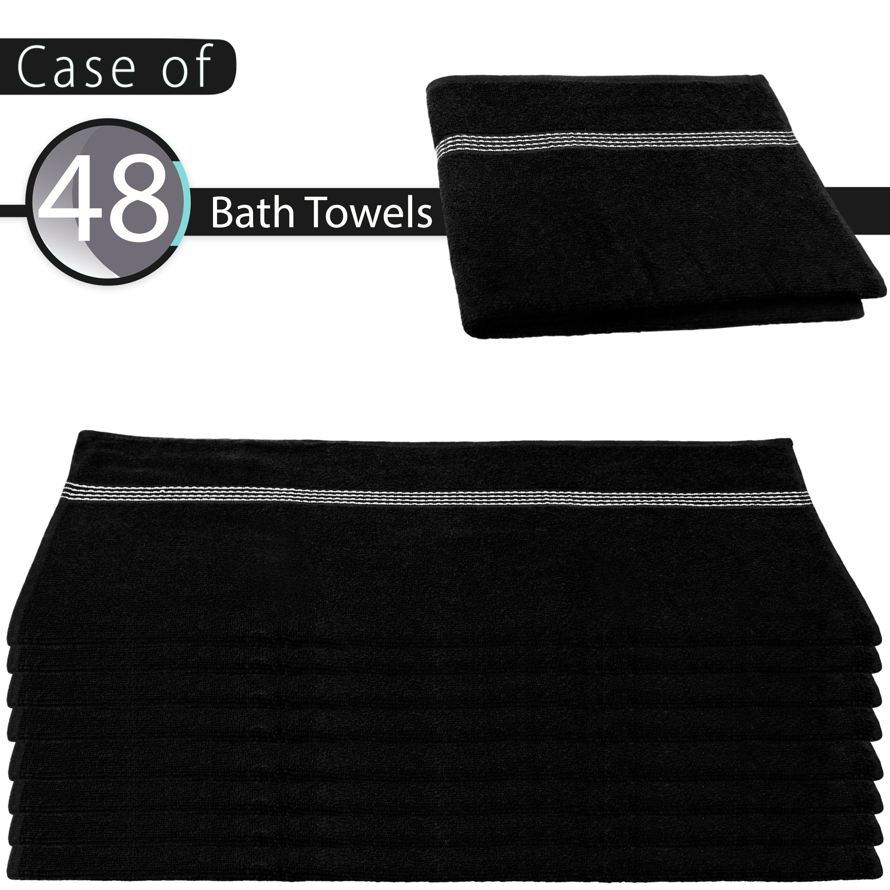 27"x50" Black Wholesale Value Bath Towels 48-Pack – Bulk Case of 48