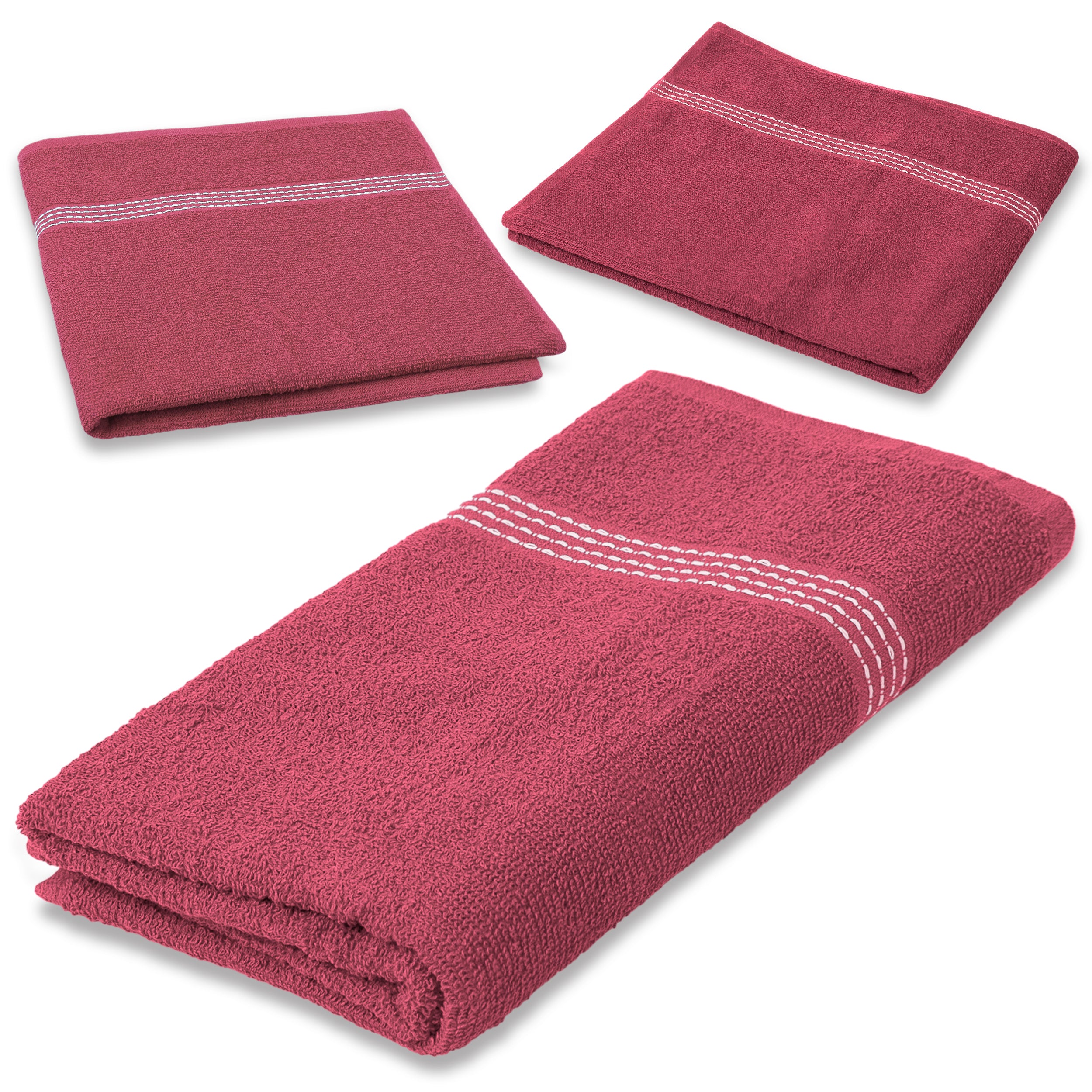 27"x50" Dark Pink Wholesale Value Bath Towels 48-Pack – Bulk Case of 48