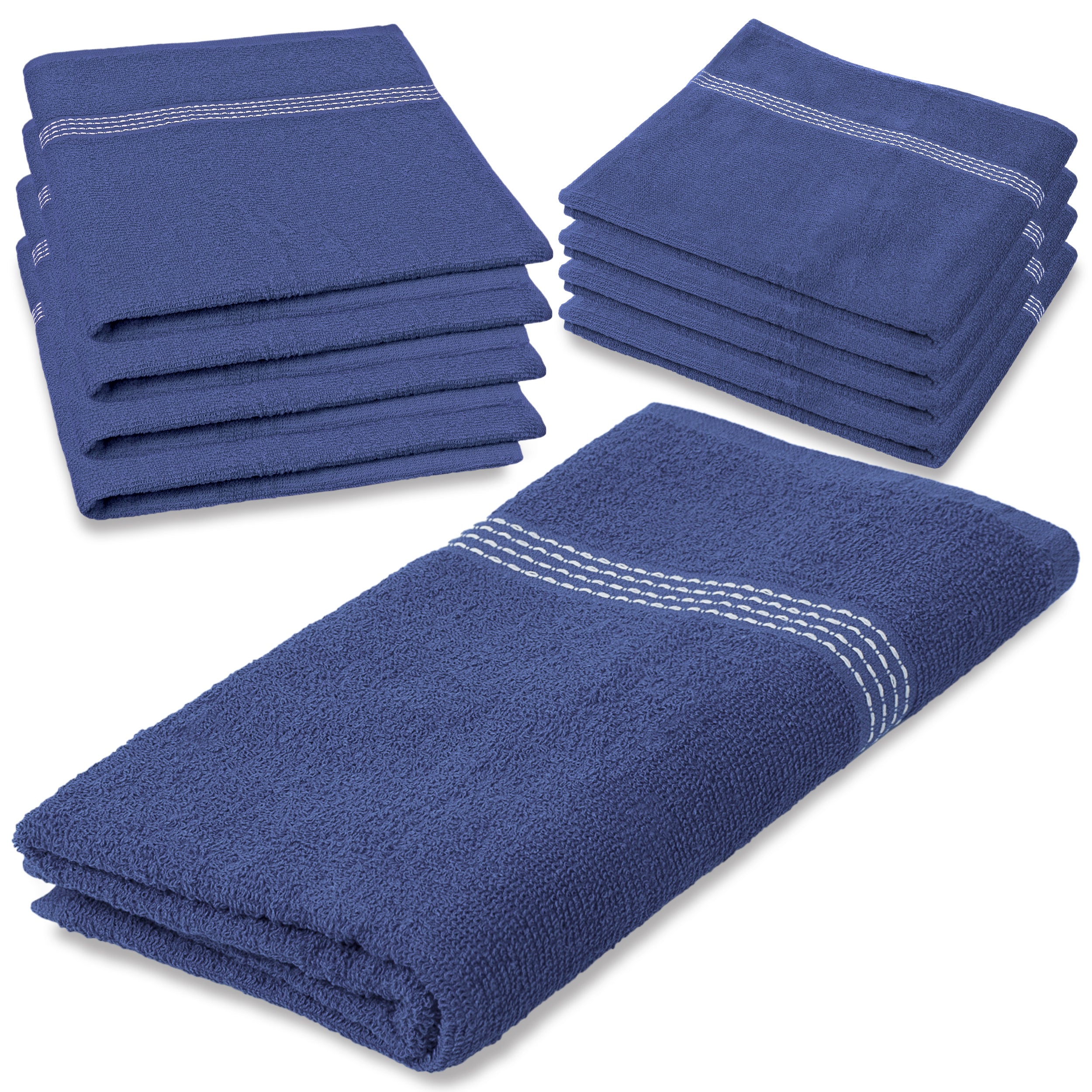 27"x50" Ink Blue Wholesale Value Bath Towels 8-Pack – Bulk Case of 8