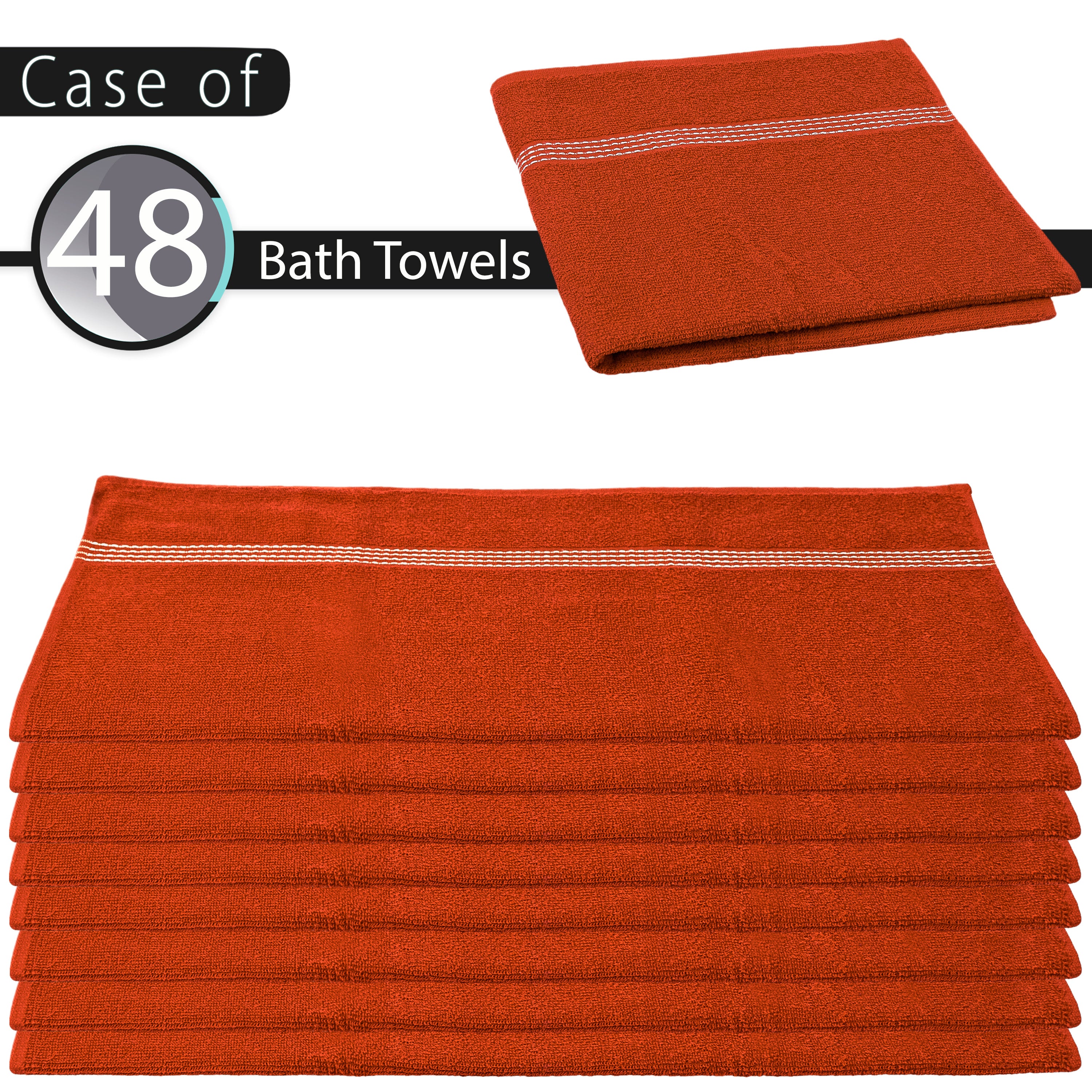 27"x50" Orange Wholesale Value Bath Towels 48-Pack – Bulk Case of 48