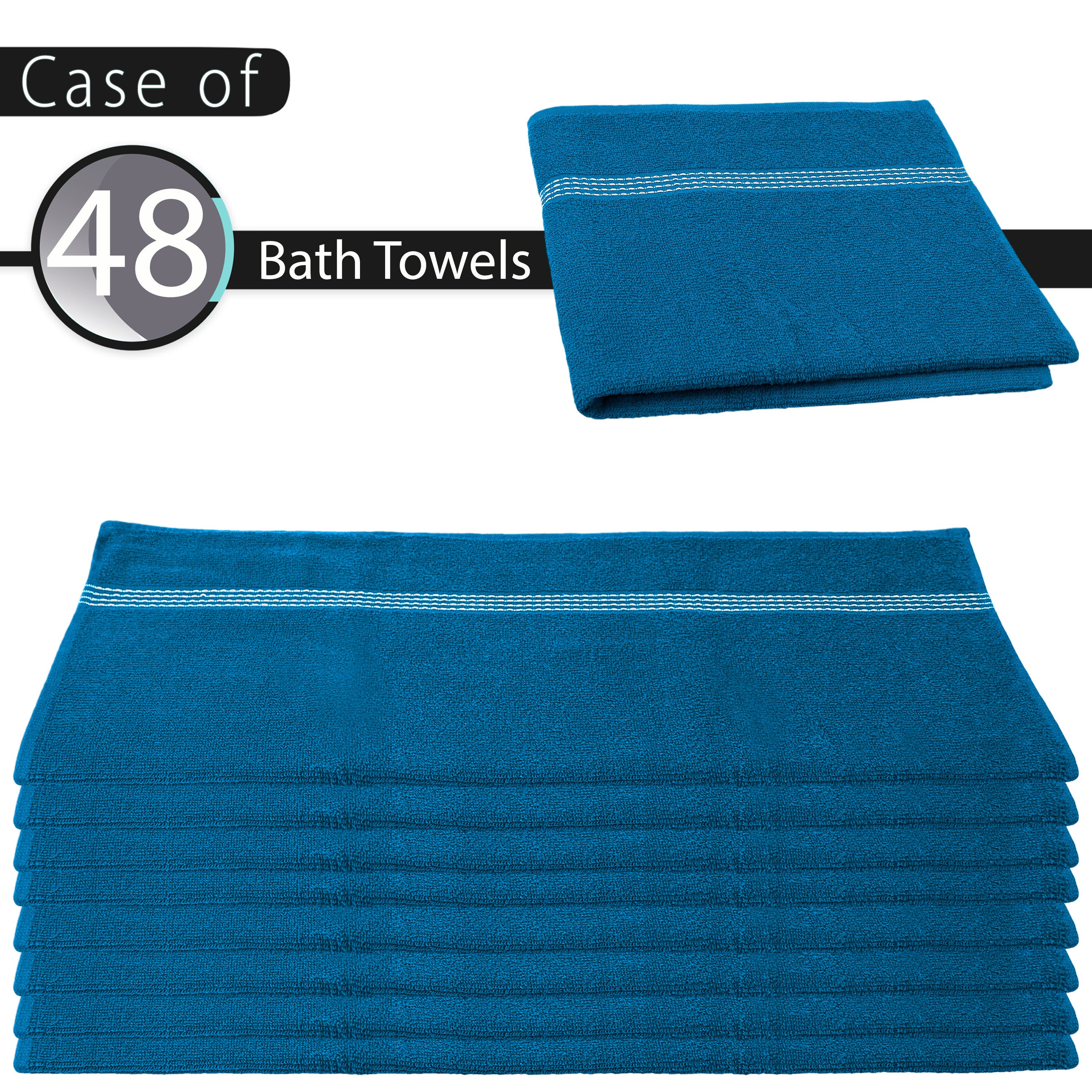 27"x50" Sky Blue Wholesale Value Bath Towels 48-Pack – Bulk Case of 48