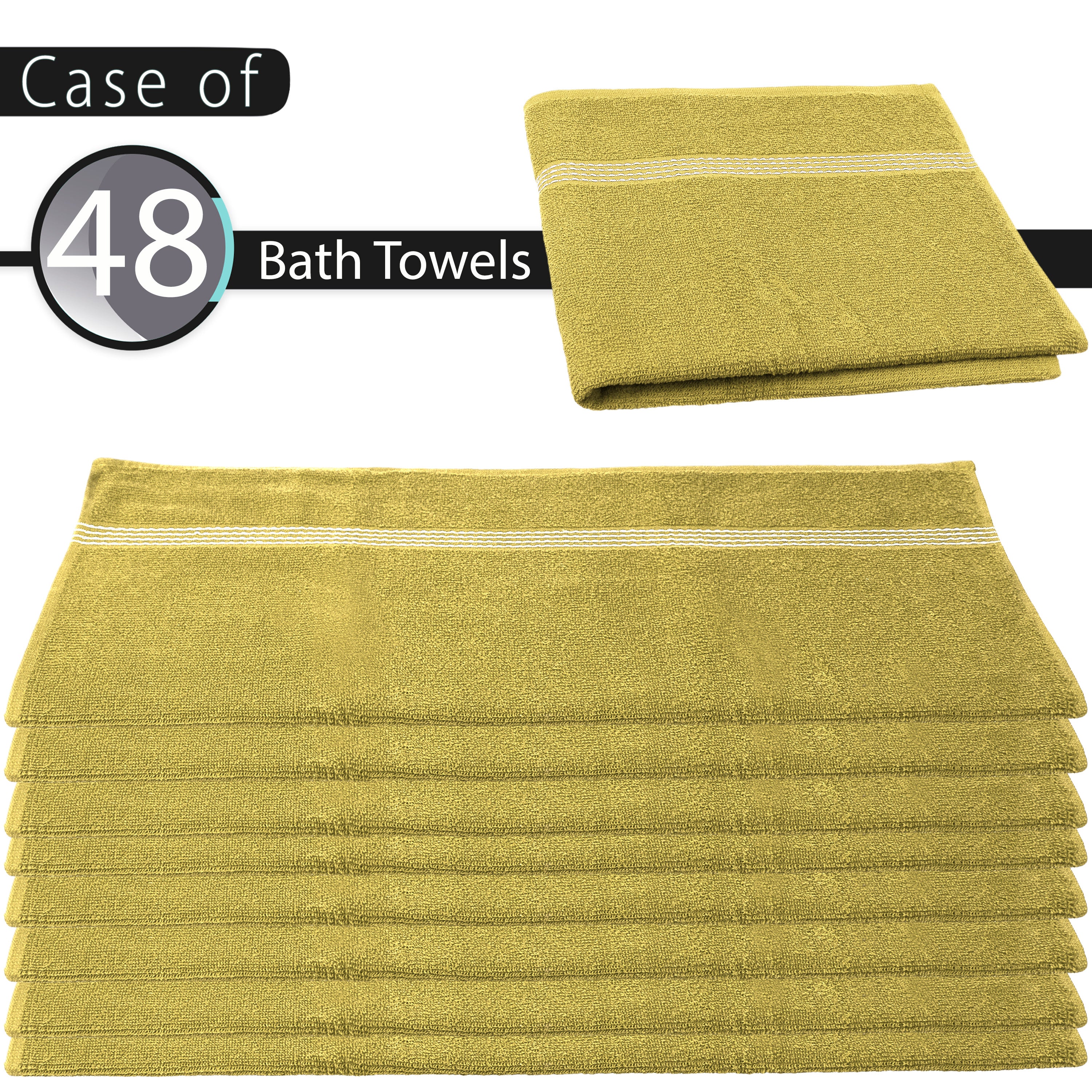 27"x50" Yellow Wholesale Value Bath Towels 48-Pack – Bulk Case of 48