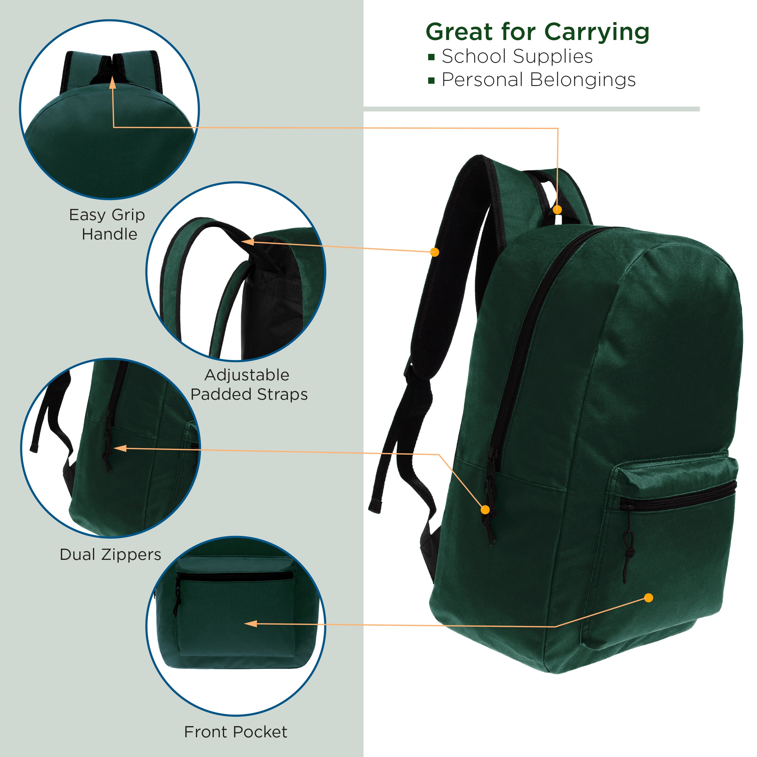 Green backpacks store for school