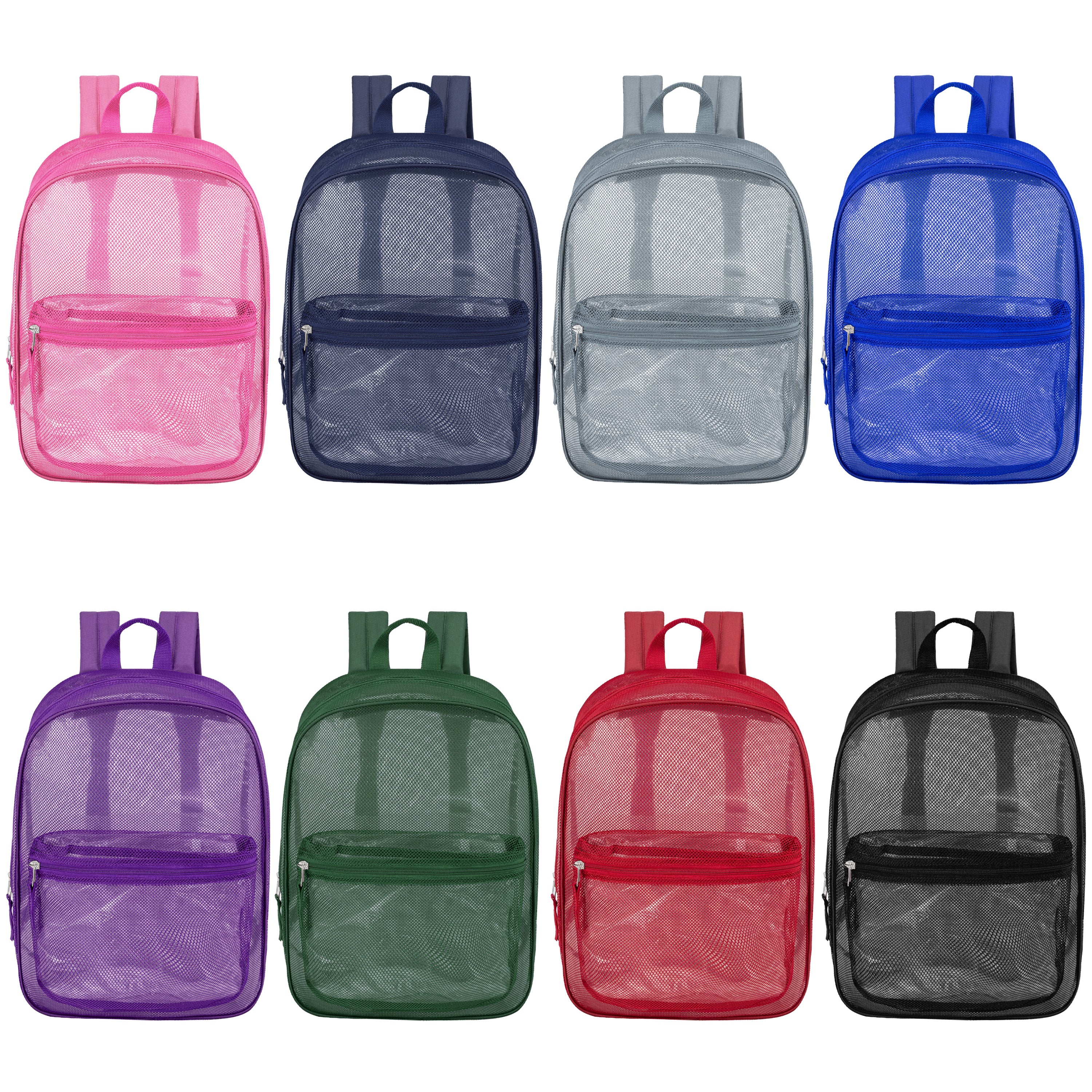 17" Wholesale Mesh Assorted Colors Backpack in 8 Colors - Bulk Case of 24 Backpacks
