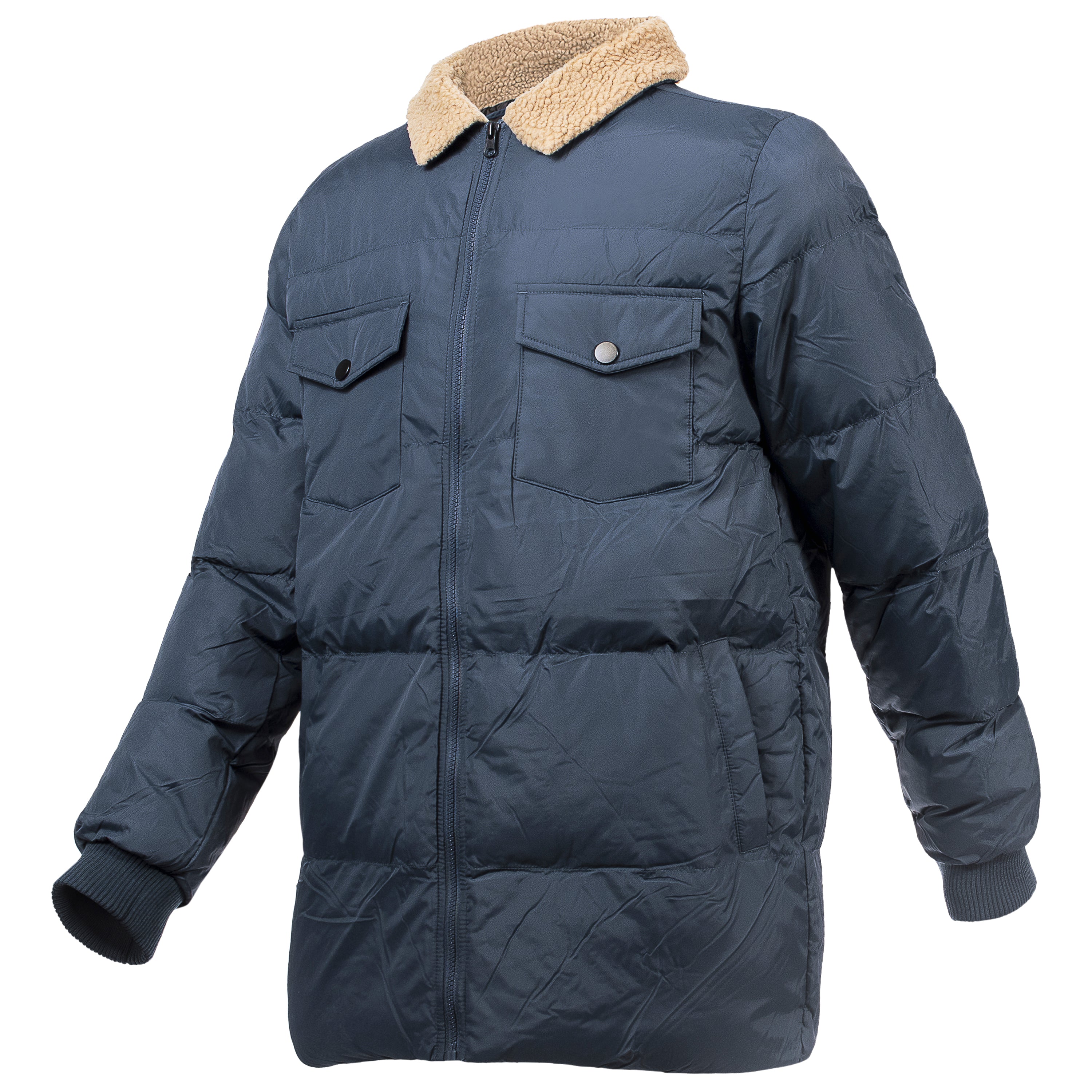 Men's Quilted Warm Winter Wholesale Coats in Charcoal in Assorted Sizes - Bulk Case of 12 Winter Jackets