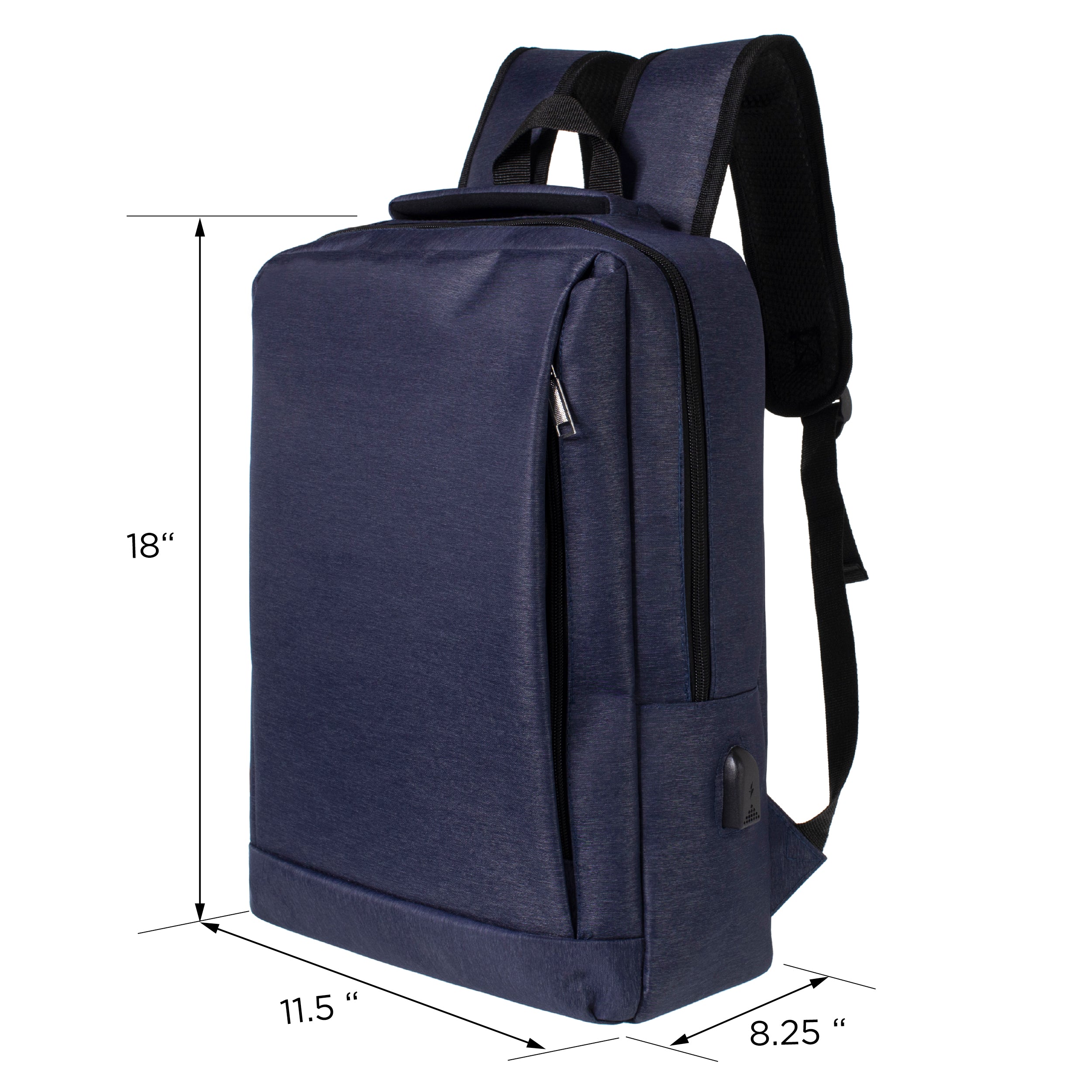 18" Wholesale Premium Backpacks in Black & Navy - Wholesale Bookbags Case of 24