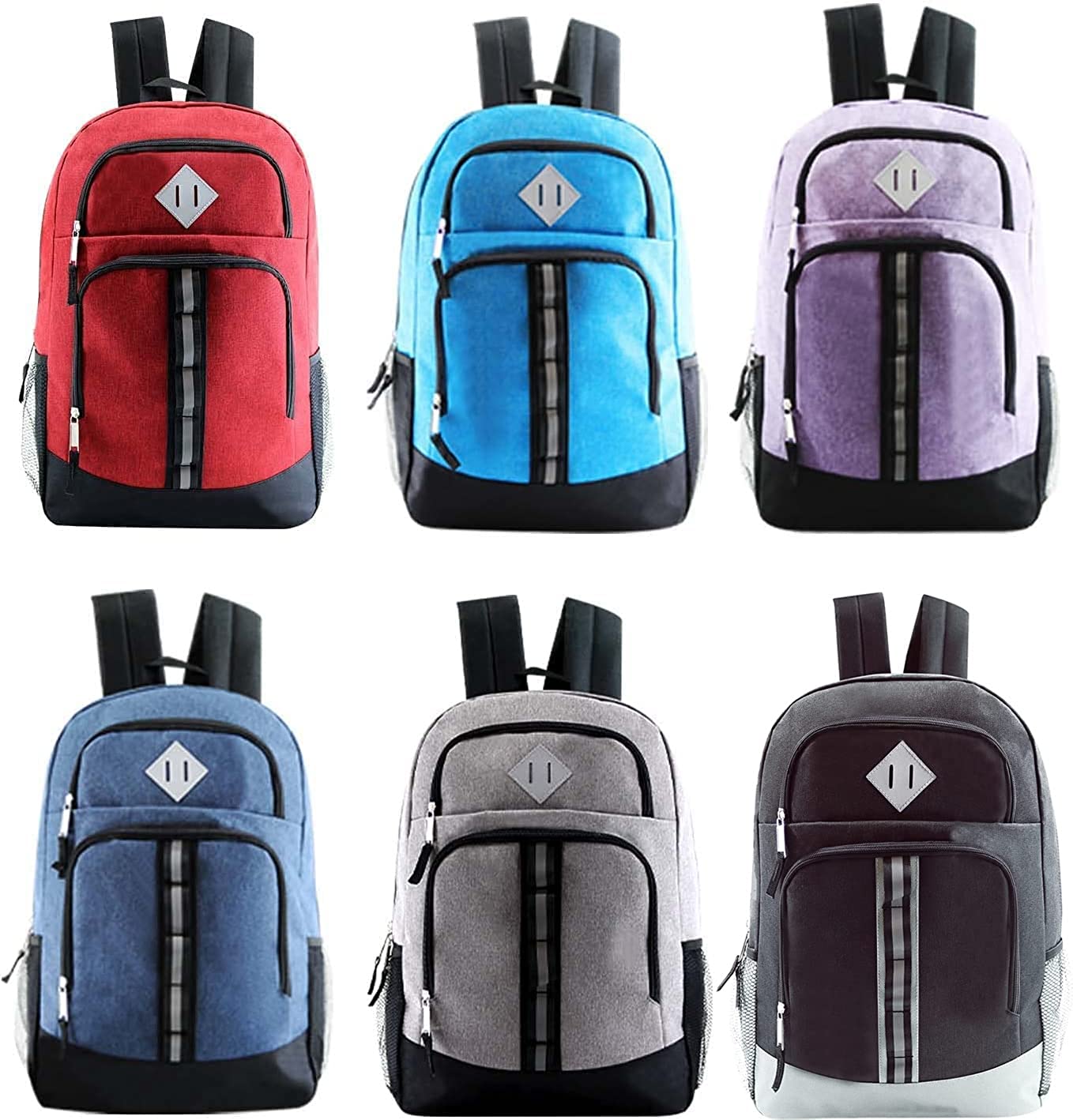 12 Deluxe 18" Backpacks in 6 Colors, 12 Winter Item Sets & Your Choice of 12 Bulk Hygiene Kits - Wholesale Homeless Care Package