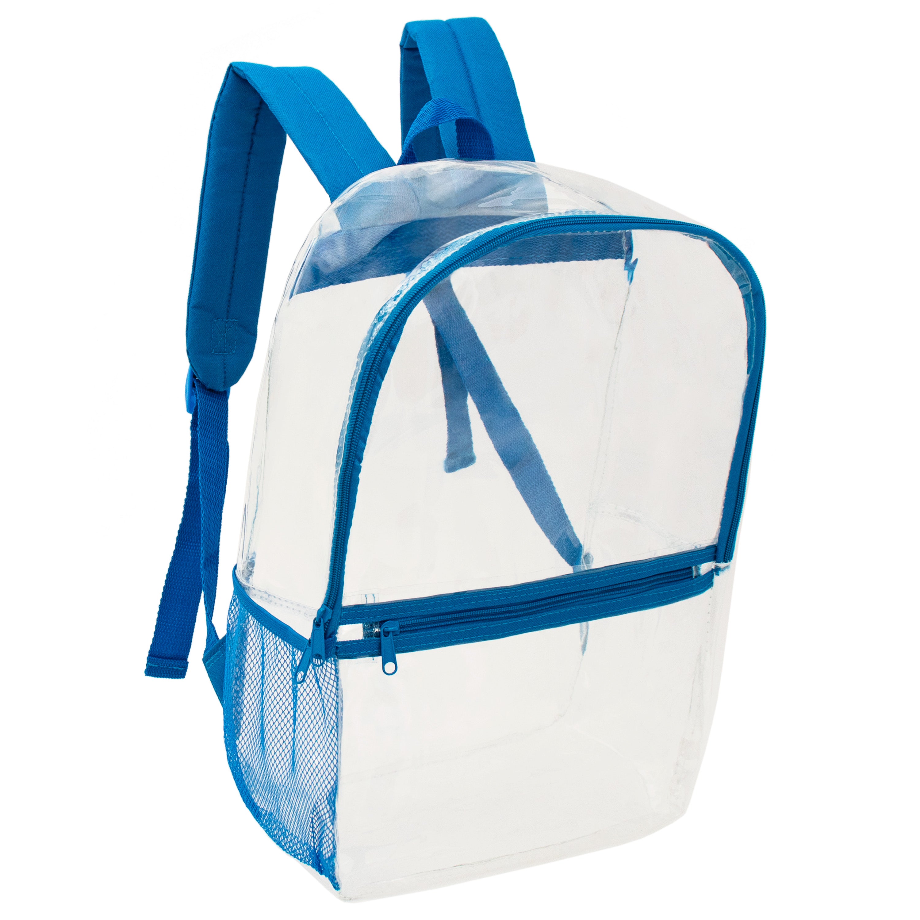 17” Wholesale Clear PVC Backpacks in Assorted Colors – Bulk Case of 24 Backpacks