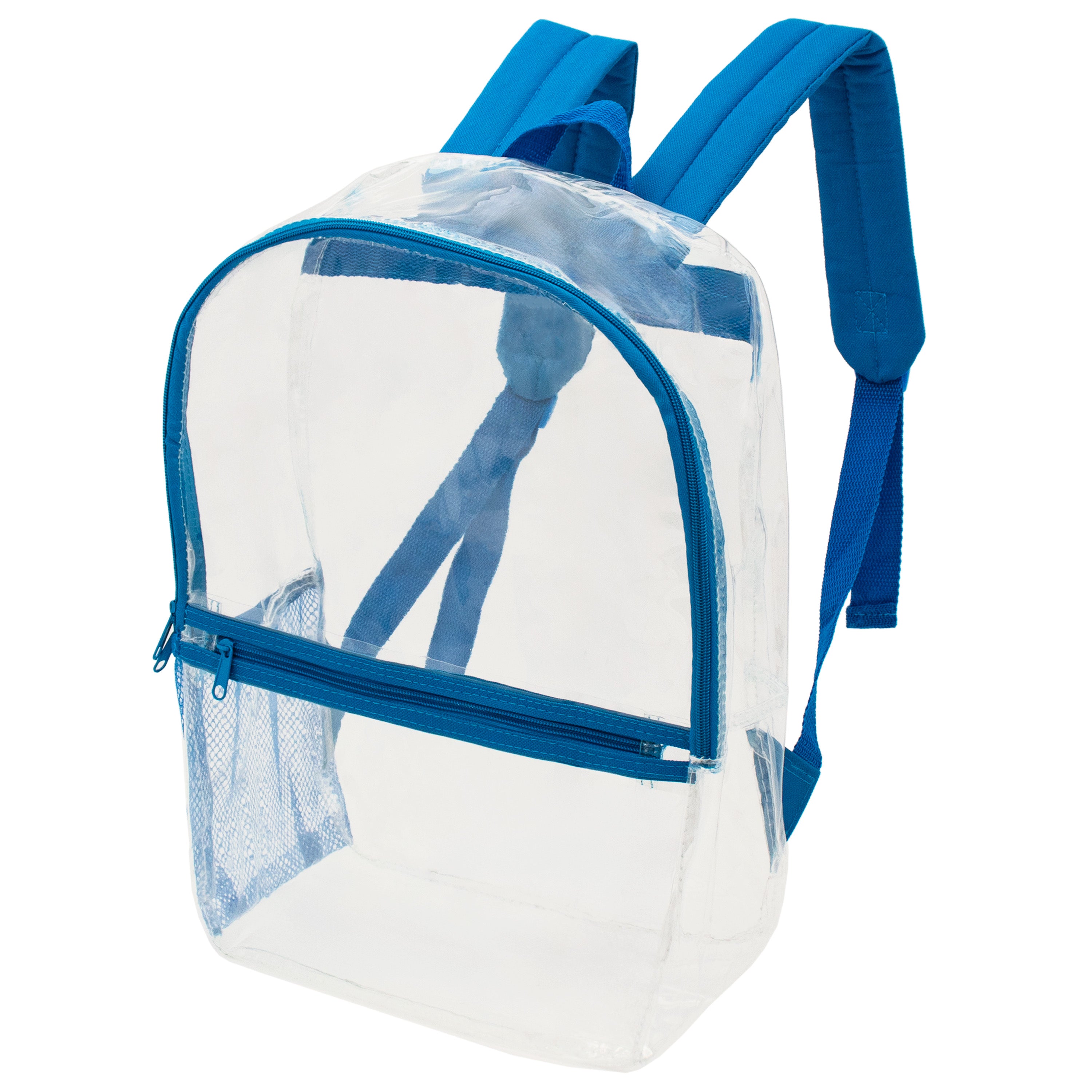 17” Wholesale Clear PVC Backpacks in Assorted Colors – Bulk Case of 24 Backpacks