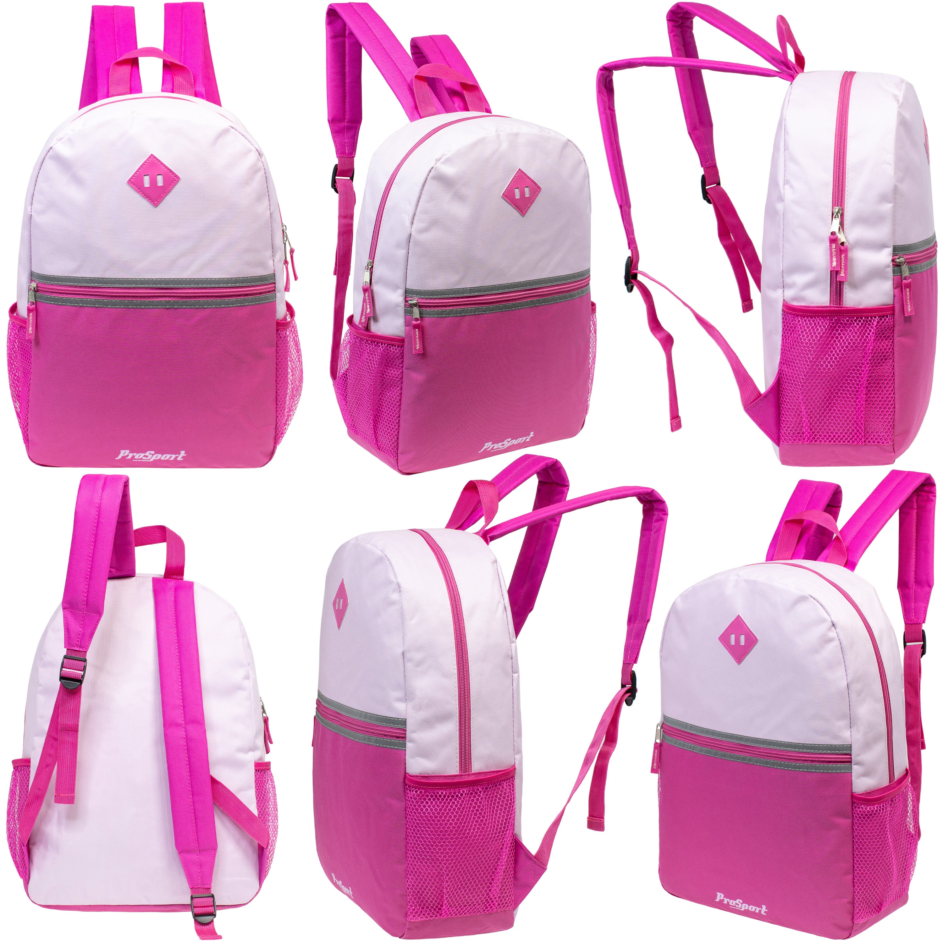 17" Diamond Patch Multi Color Wholesale Backpacks - Bulk Case of 24 Bookbags