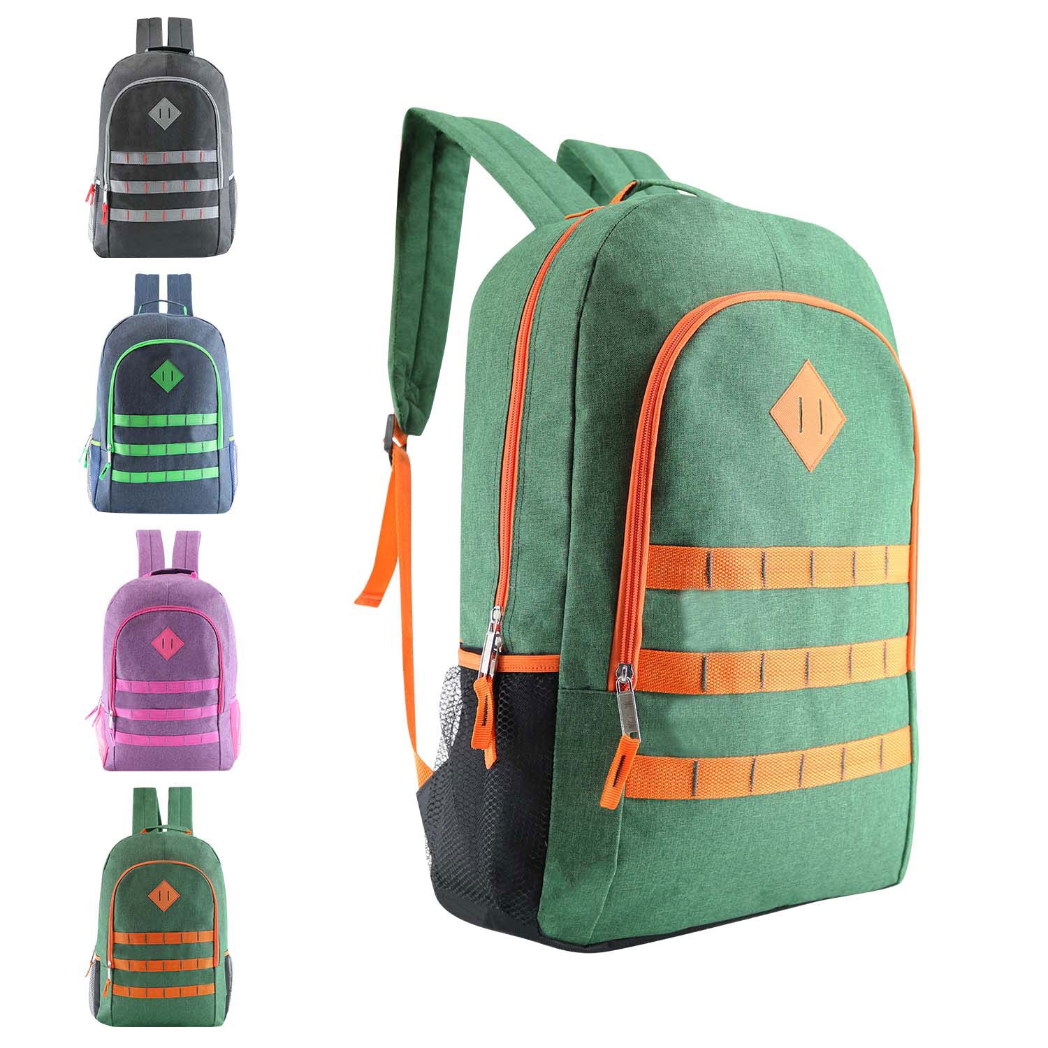 12 Deluxe Wholesale 19" Backpacks in Assorted Colors and 12 Bulk School Supply Kits of Your Choice