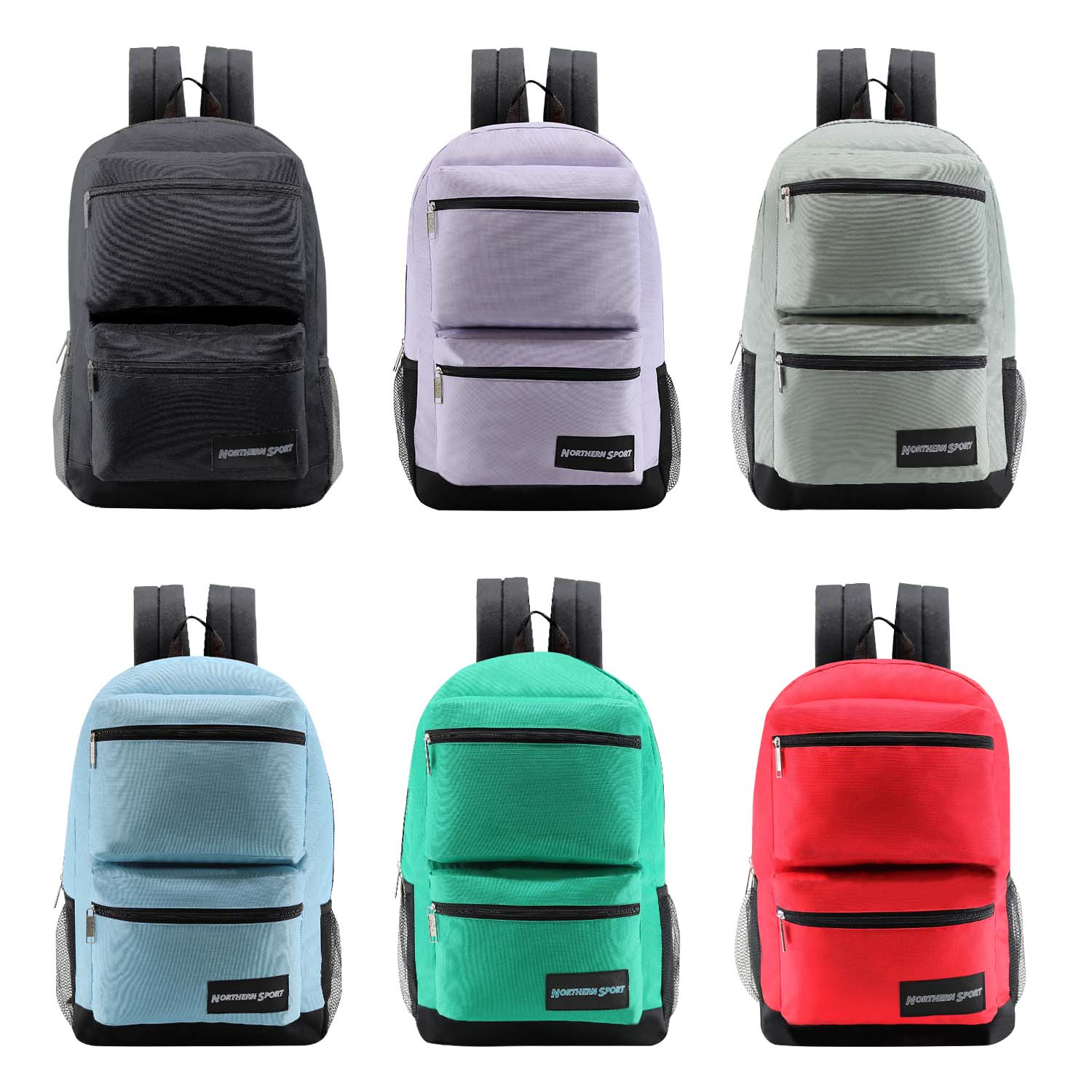 12 Premium 17" Backpacks with 2 Front Pockets & Your Choice of 12 Bulk Hygiene Kits - Wholesale Care Package: Homeless, Emergency, Charity