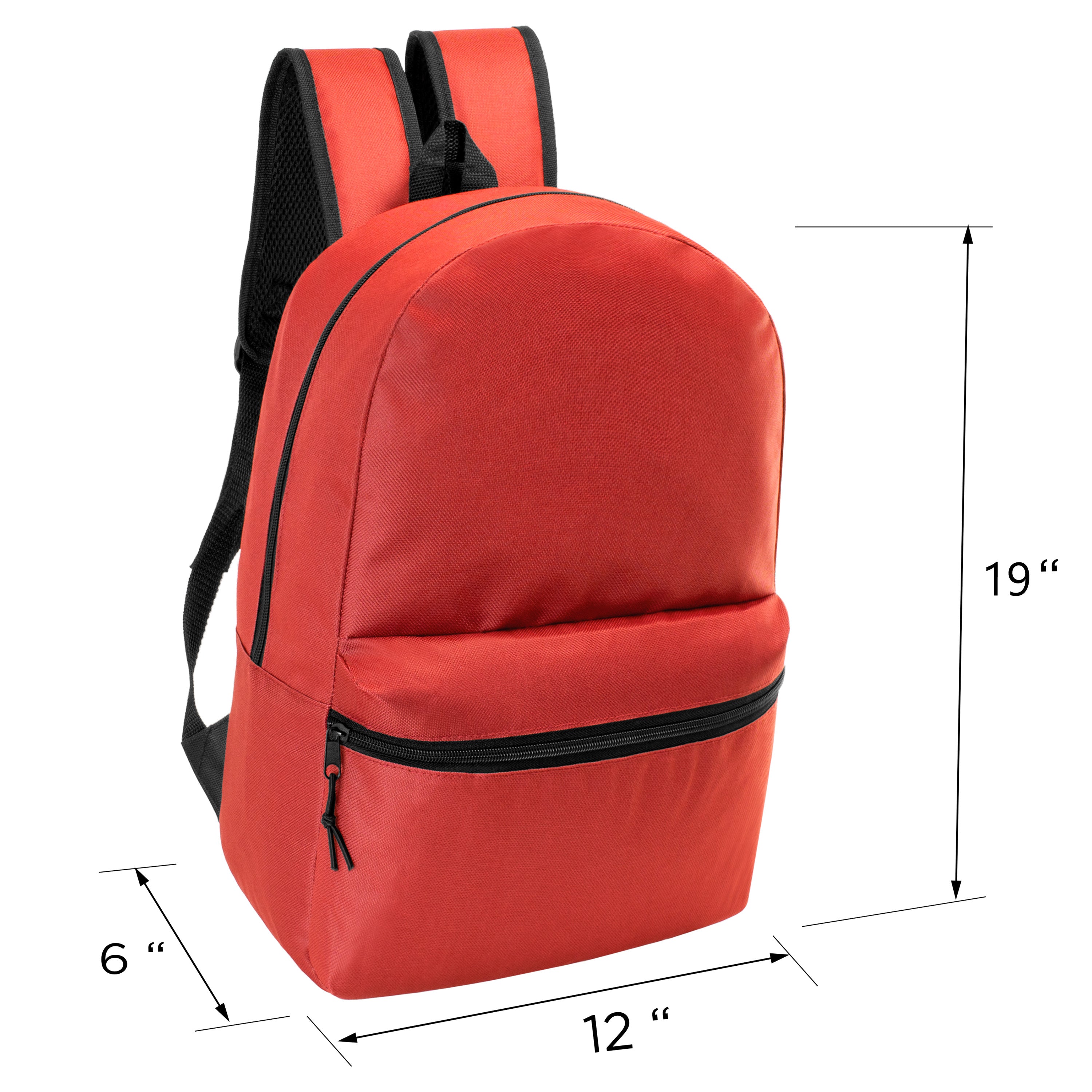 12 Wholesale Blank 18.5" Backpacks in 12 Assorted Colors and 12 Bulk School Supply Kits of Your Choice