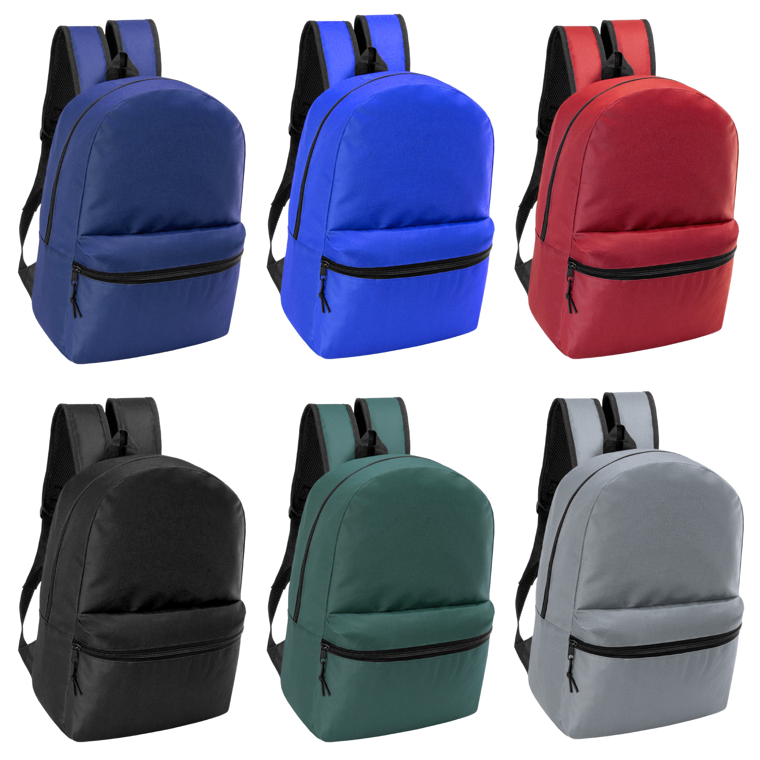 12 Basic 17" Backpacks in 6 Colors & Your Choice of 12 Winter Item Sets - Wholesale Care Package: Homeless, Emergency, Charity