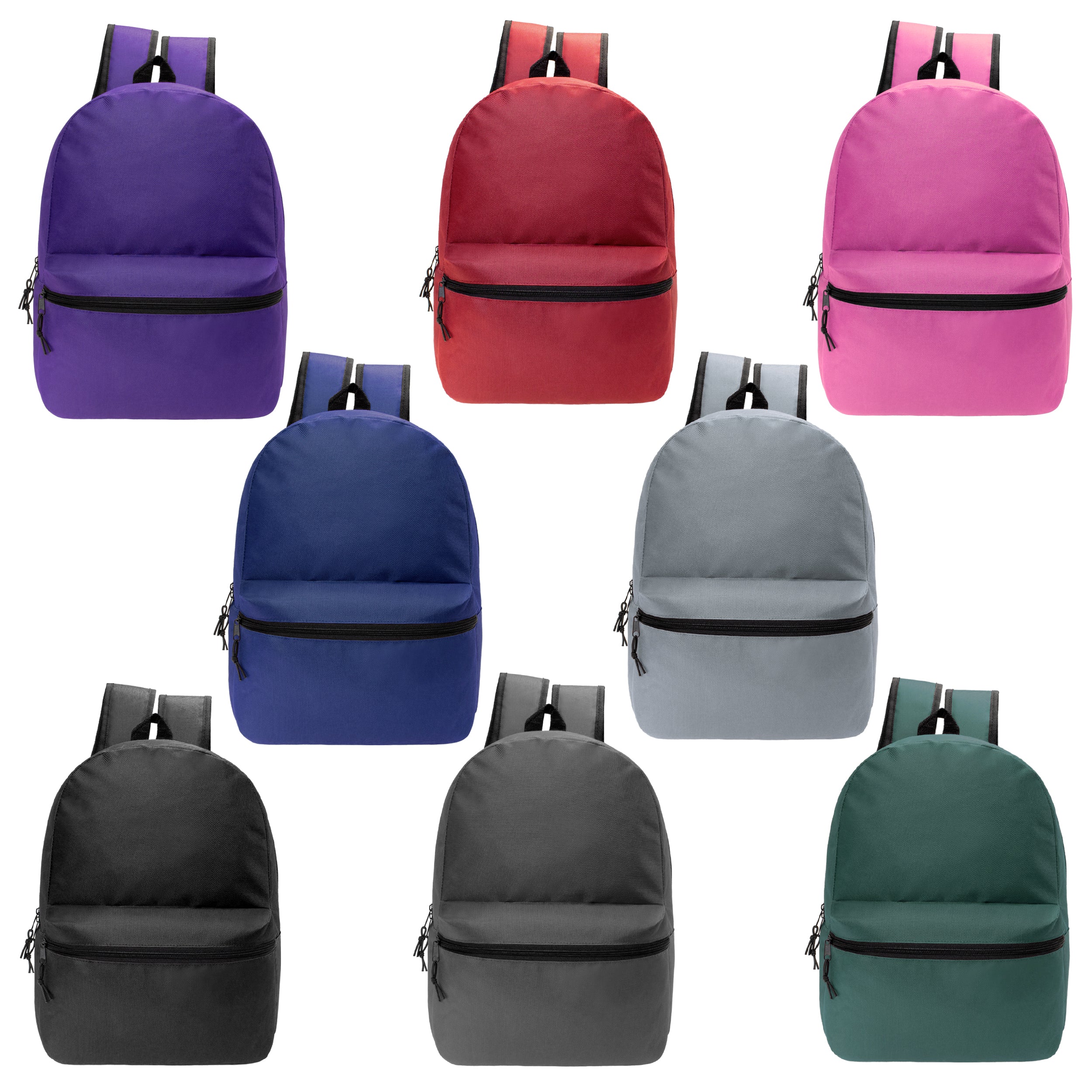 12 17" Classic Backpacks in 8 Assorted Colors & Your Choice of 12 Bulk Hygiene Kits - Wholesale Care Package: Homeless, Emergency, Charity