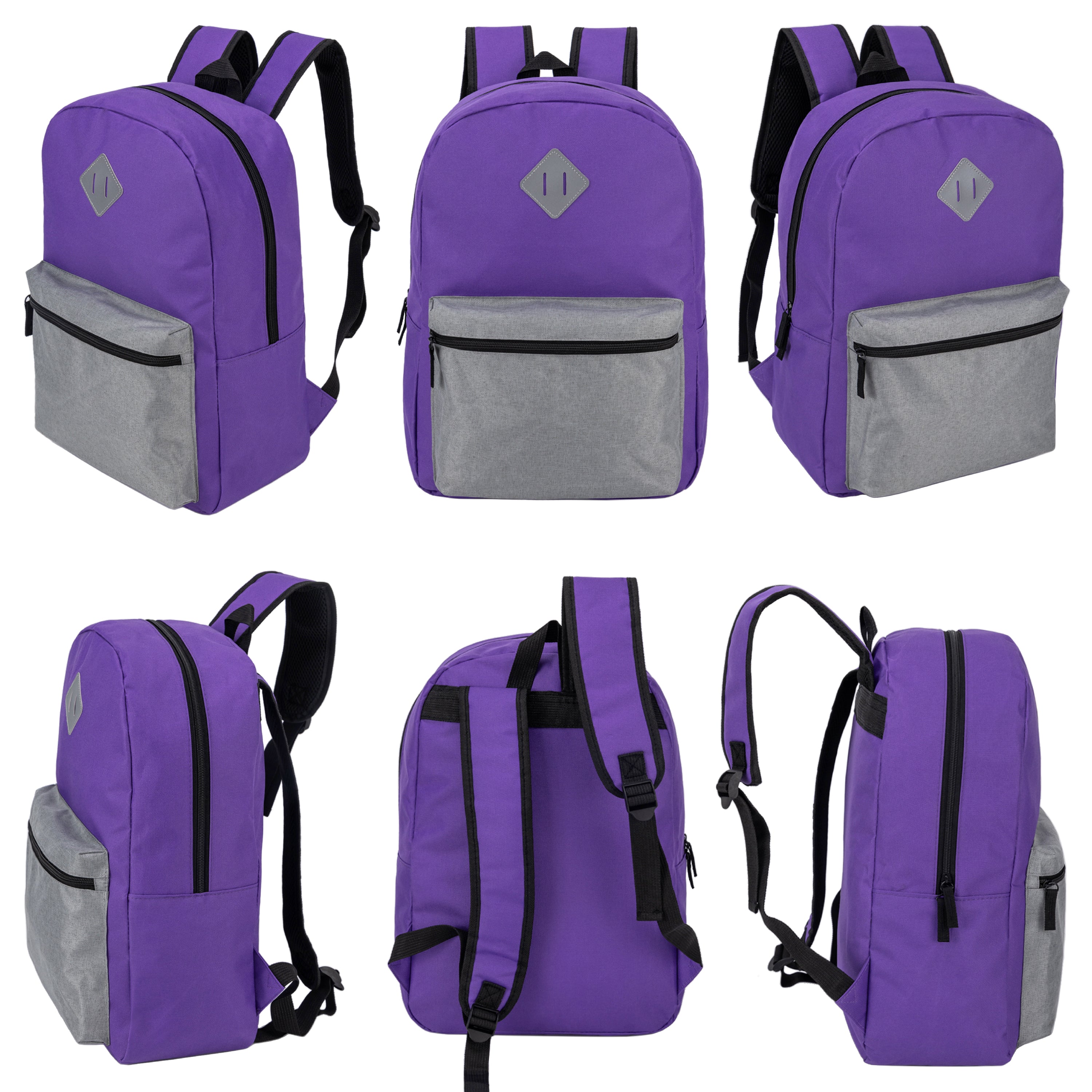 12 Bulk 17" Multi-Color Diamond Patch Backpacks & Your Choice of 12 Winter Item Sets - Wholesale Care Package: Homeless, Emergency, Charity