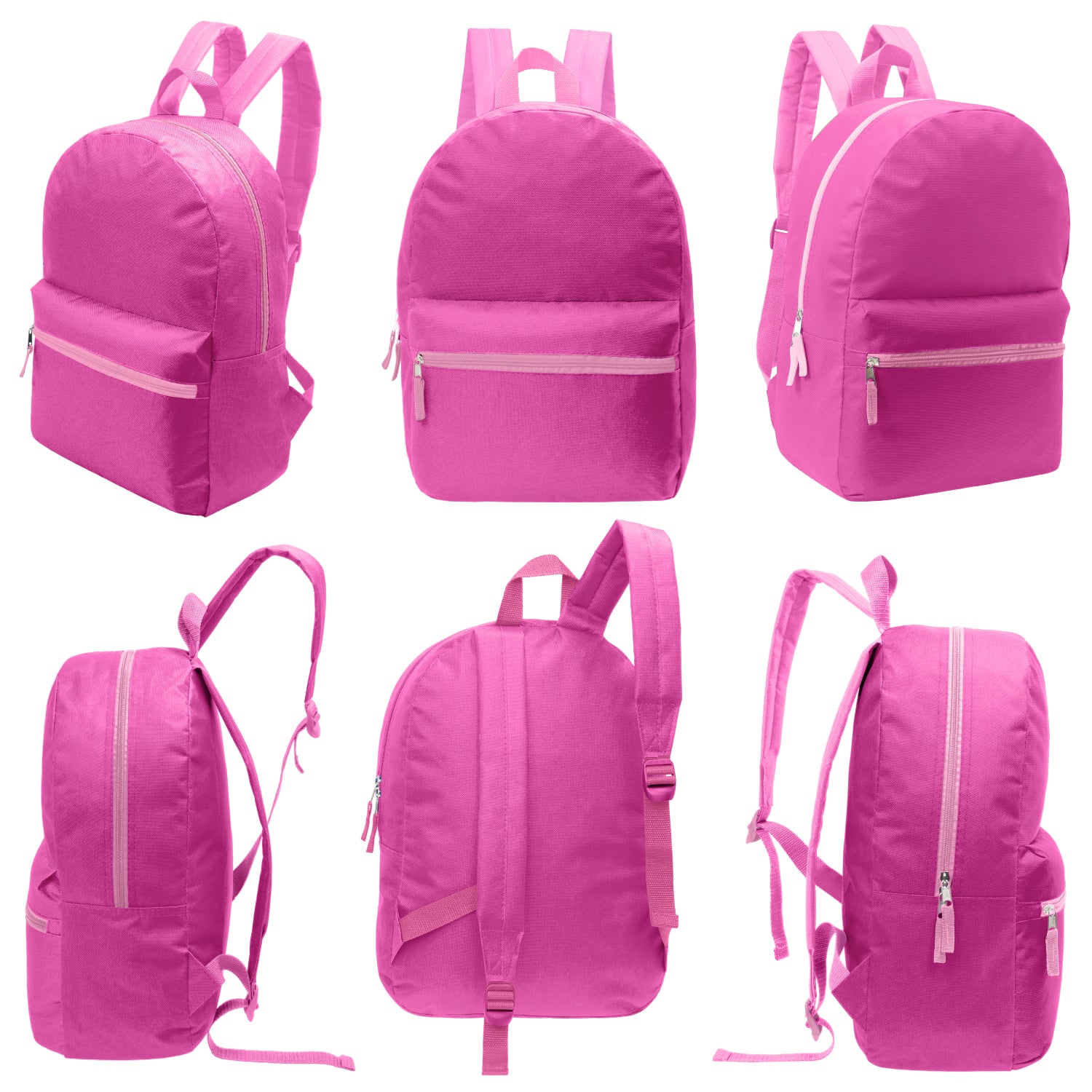 12 Wholesale Blank Student 17" Backpacks in Assorted Colors and 12 Bulk School Supply Kits of Your Choice