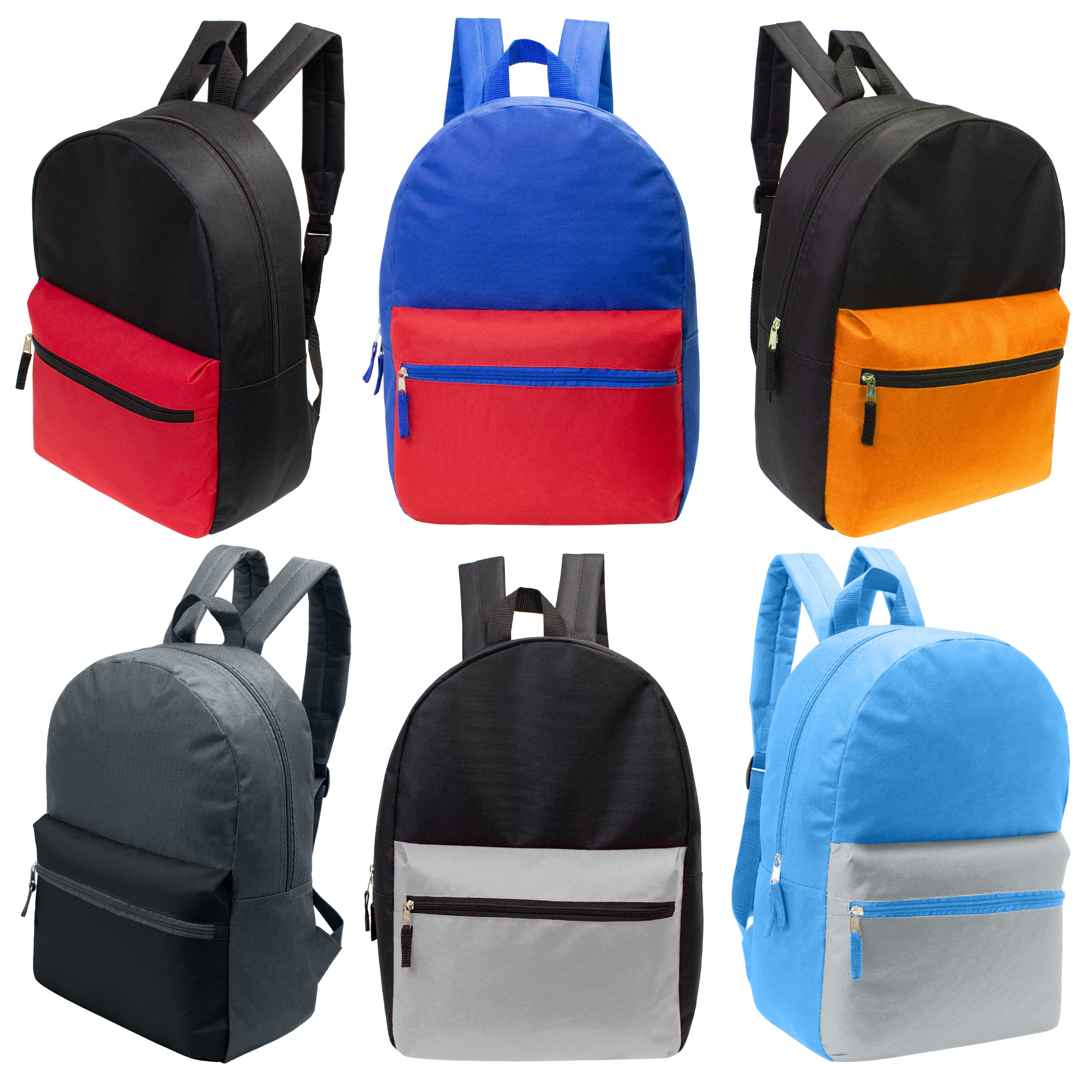 12 Multi Color Basic 17" Backpacks, 12 Winter Item Sets & Your Choice of 12 Bulk Hygiene Kits - Wholesale Homeless Care Package