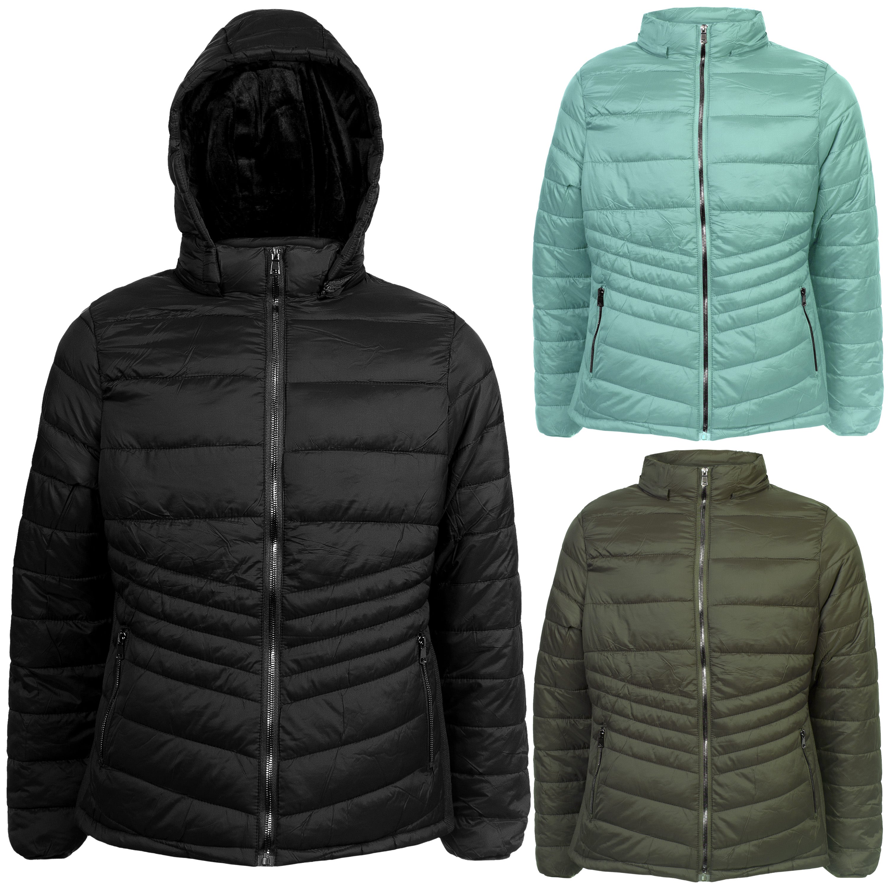 Women's Puffer Wholesale Coats in Assorted Colors & Plus Sizes - Bulk Case of 18 Jackets