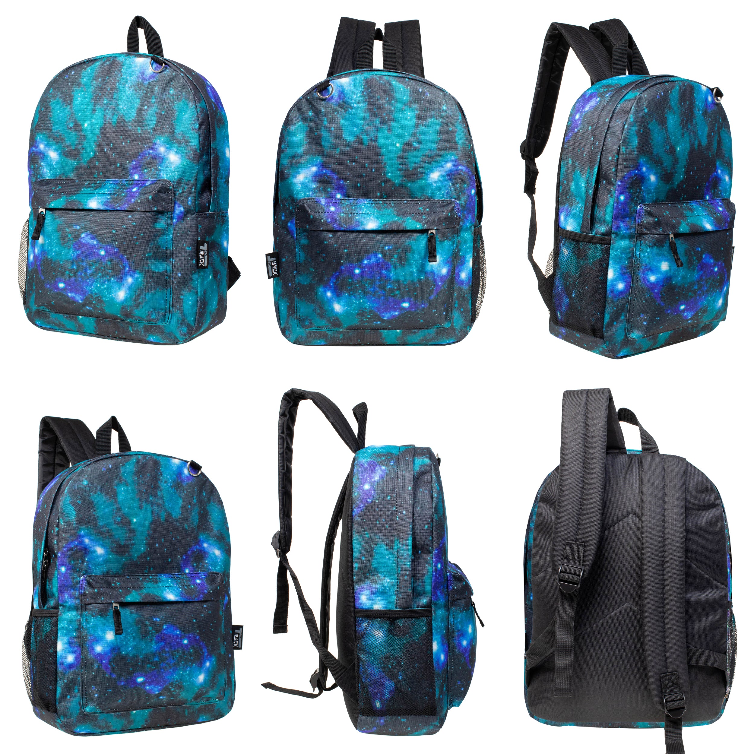 12 Track Brand 17" Wholesale Backpacks in Assorted Colors & Prints and 12 Bulk School Supply Kits of Your Choice