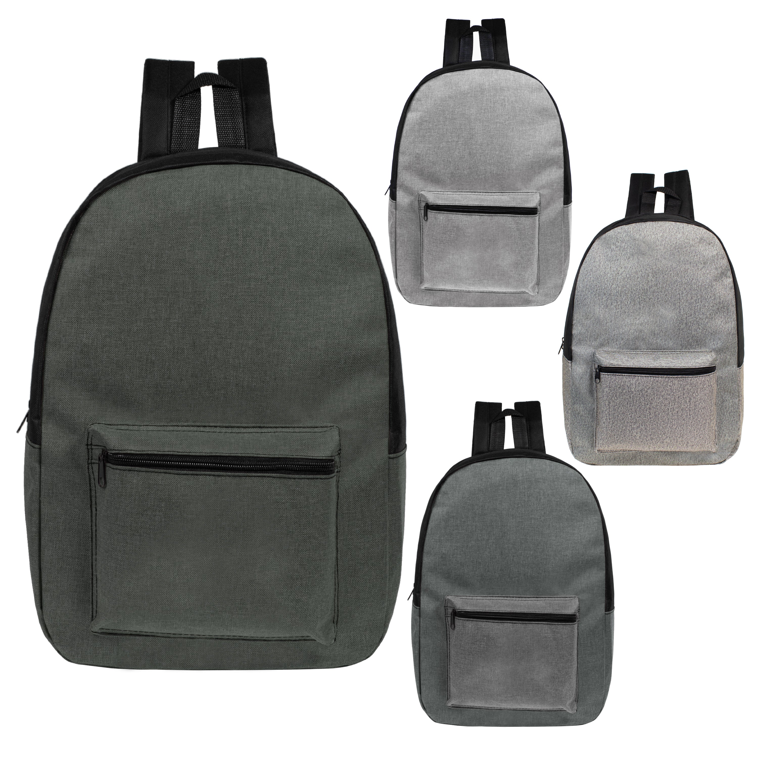 12 Basic Unisex 17" Backpacks in 4 Colors & Your Choice of 12 Bulk Hygiene Kits - Wholesale Care Package: Homeless, Emergency, Charity