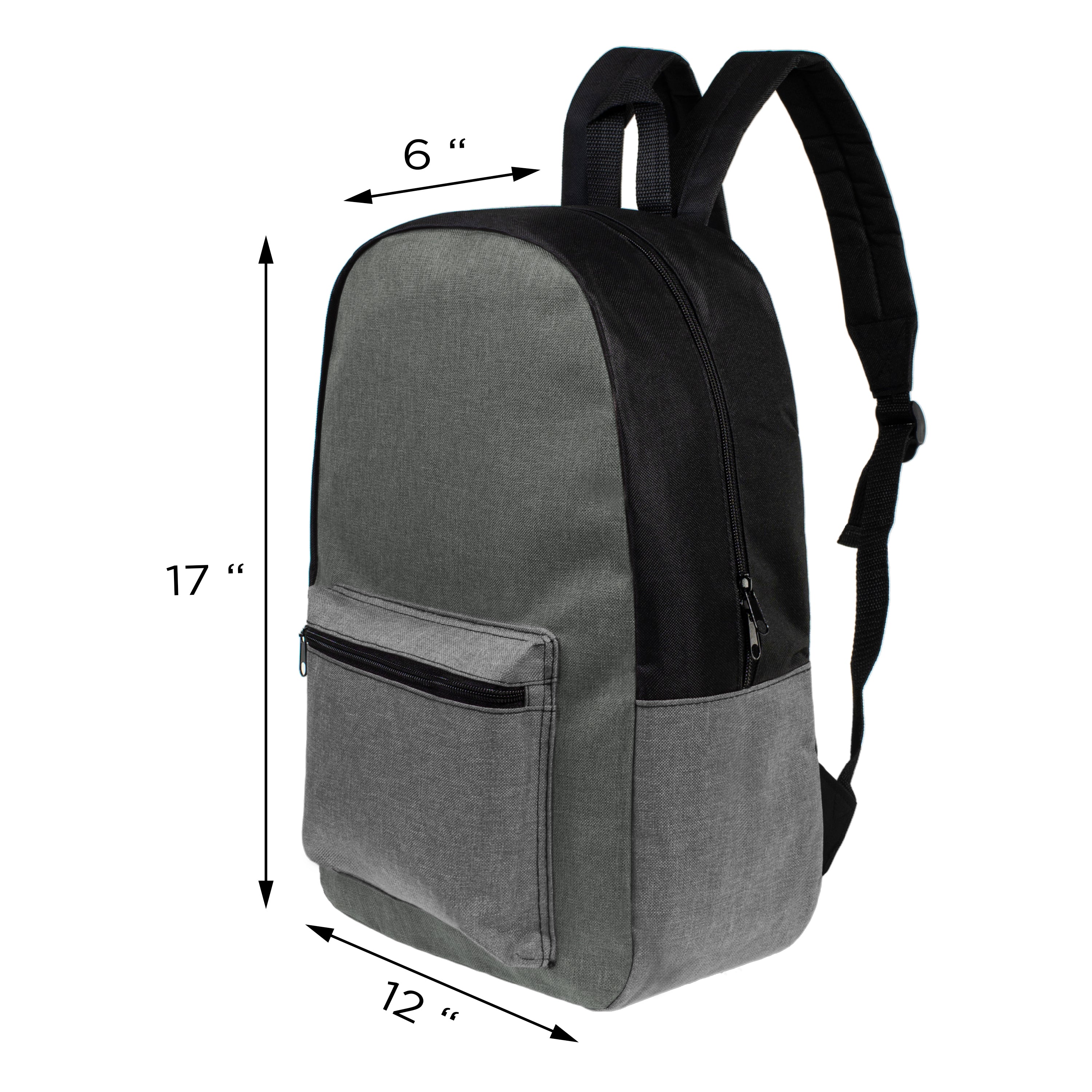 12 Basic Unisex 17" Backpacks in 4 Colors & Your Choice of 12 Bulk Hygiene Kits - Wholesale Care Package: Homeless, Emergency, Charity