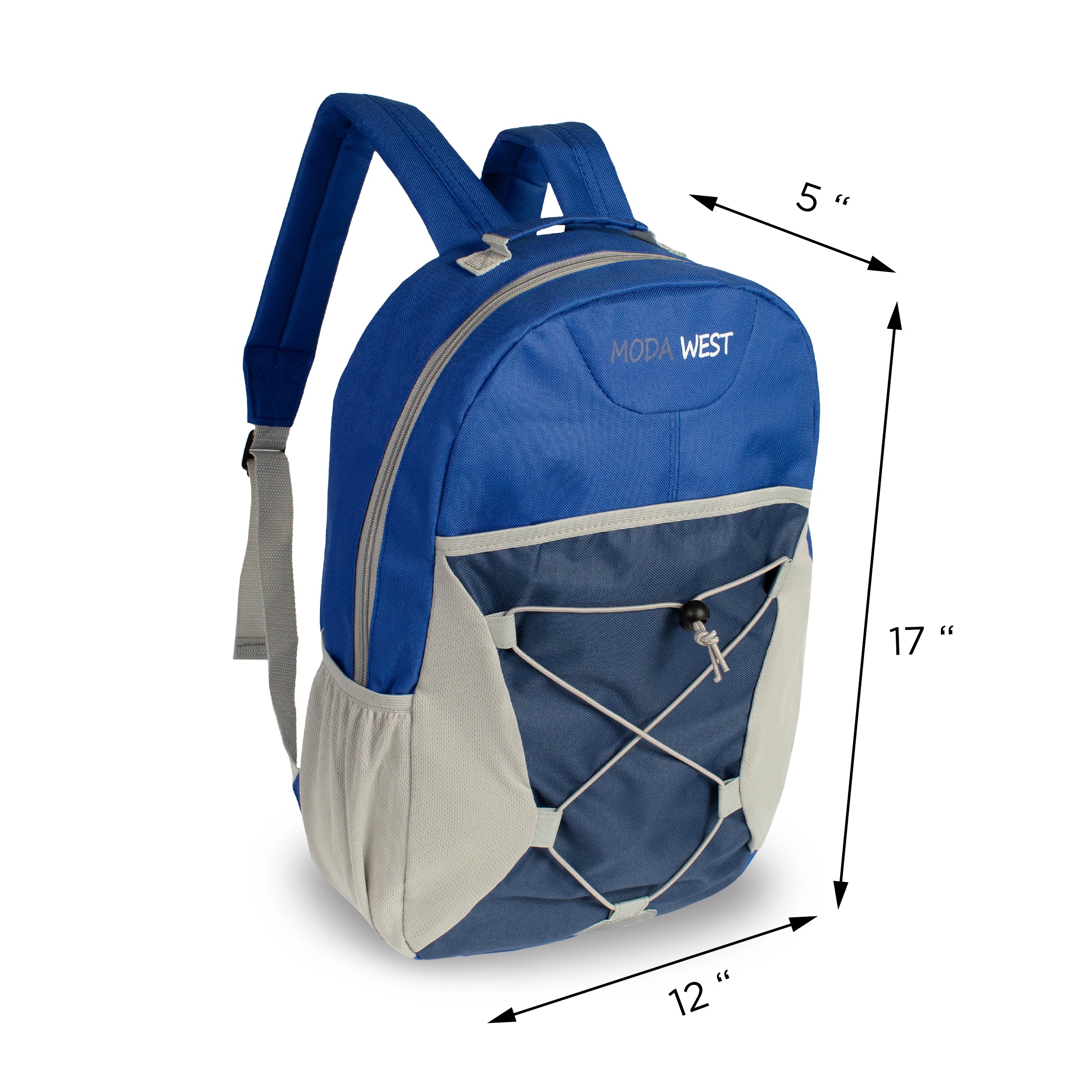 12 Bungee 17" Backpacks in 6 Color Combinations & Your Choice of 12 Bulk Hygiene Kits - Wholesale Care Package: Homeless, Emergency, Charity