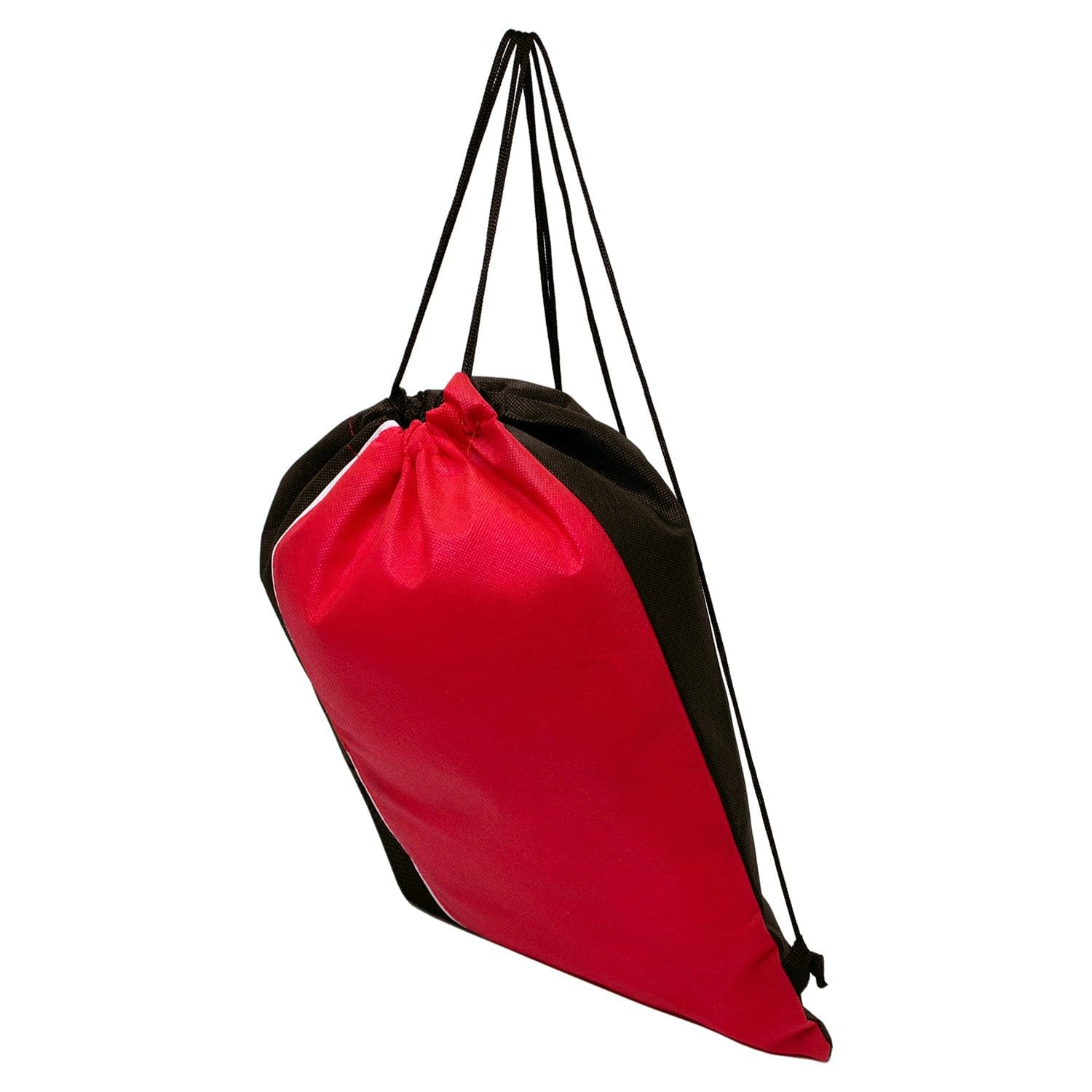 16" Drawstring Wholesale Backpack in Red with Black - Bulk Case of 100