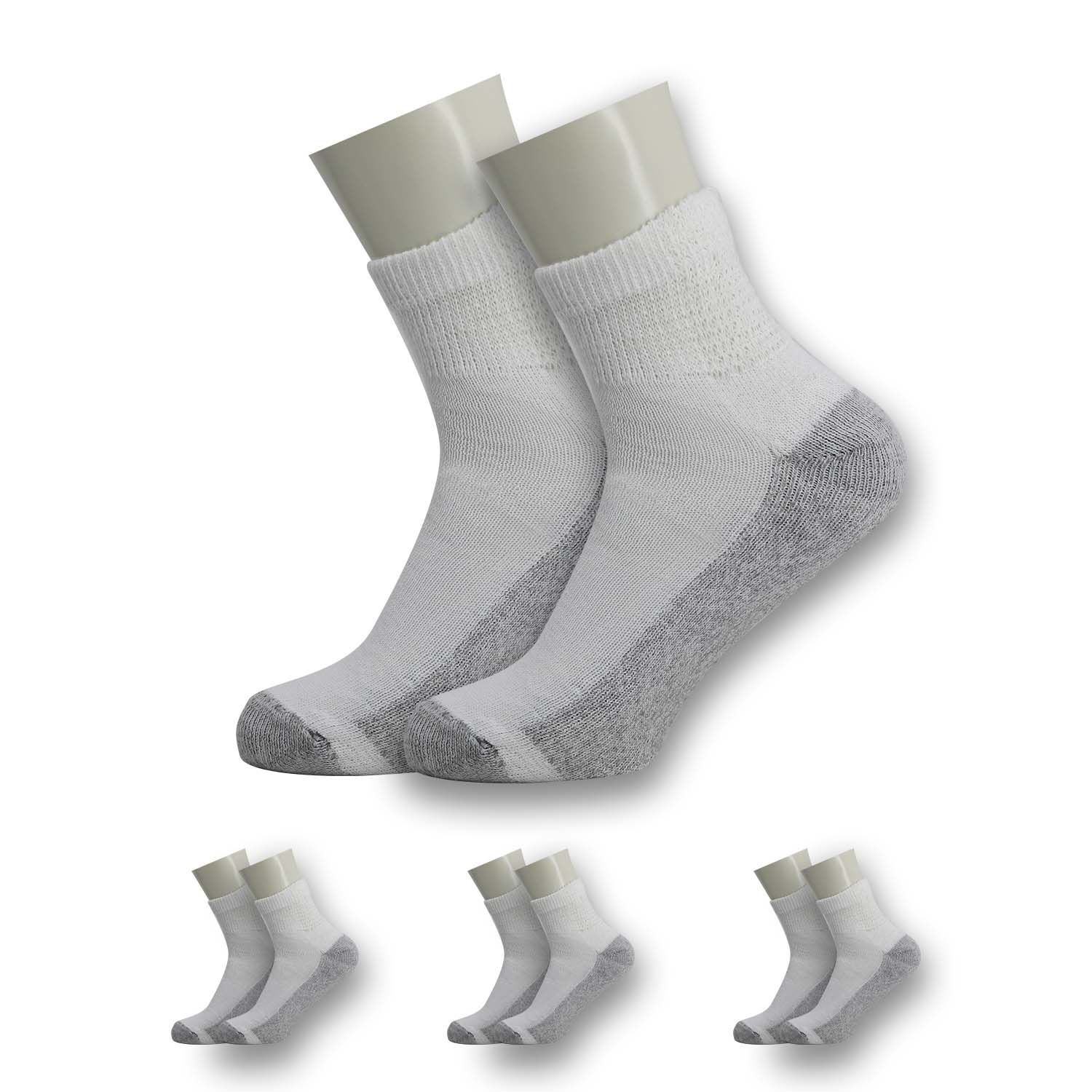 Men's Ankle Wholesale Socks, Size 10-13 In White With Grey - Bulk Case