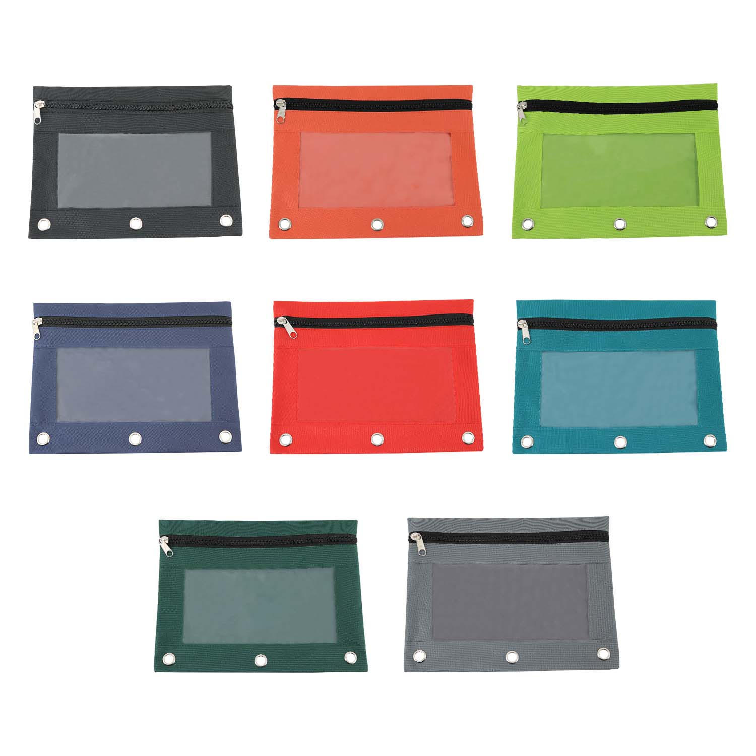 Wholesale 3 Ring Binder Clear Pencil Case - Assorted