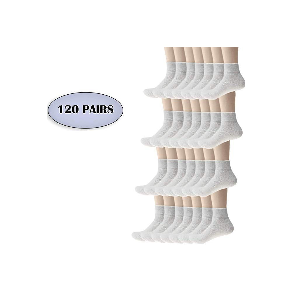 Unisex Ankle Wholesale Sock, Size 9-11 in White - Bulk Case of 120 Pairs